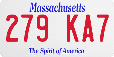 MA license plate 279KA7