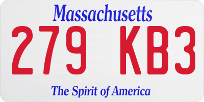 MA license plate 279KB3