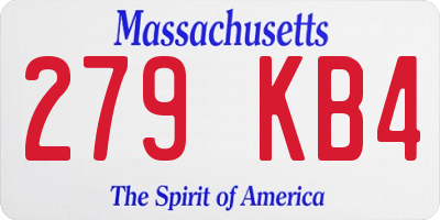 MA license plate 279KB4