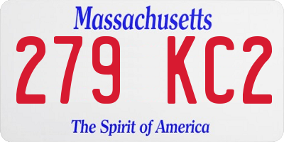 MA license plate 279KC2