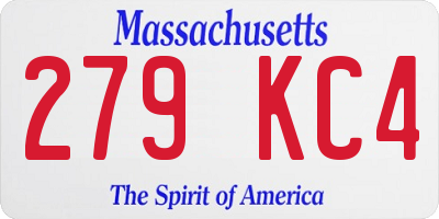 MA license plate 279KC4
