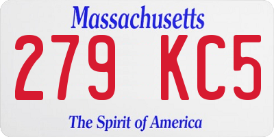 MA license plate 279KC5