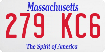 MA license plate 279KC6