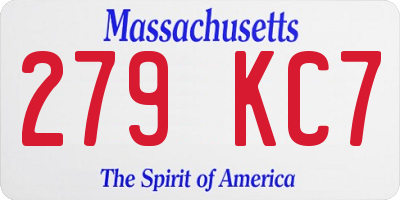 MA license plate 279KC7