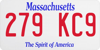 MA license plate 279KC9