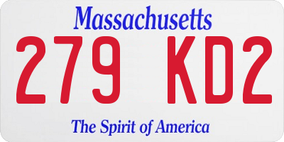 MA license plate 279KD2