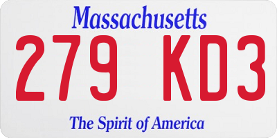 MA license plate 279KD3