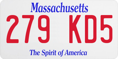MA license plate 279KD5