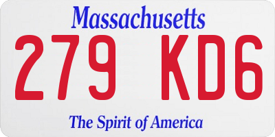 MA license plate 279KD6