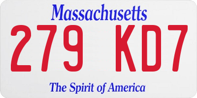 MA license plate 279KD7