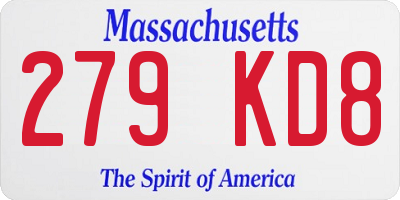 MA license plate 279KD8