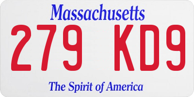MA license plate 279KD9