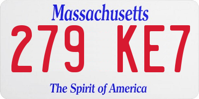 MA license plate 279KE7