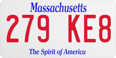 MA license plate 279KE8