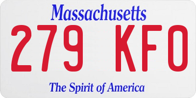 MA license plate 279KF0