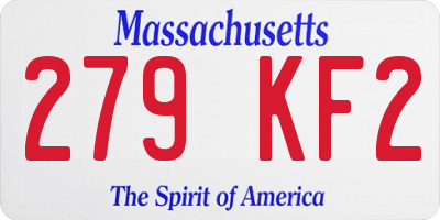 MA license plate 279KF2