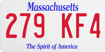 MA license plate 279KF4