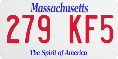 MA license plate 279KF5