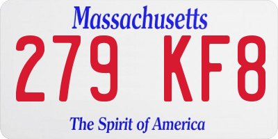 MA license plate 279KF8