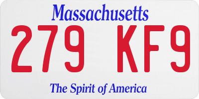 MA license plate 279KF9