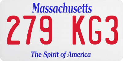 MA license plate 279KG3