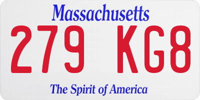 MA license plate 279KG8