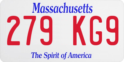 MA license plate 279KG9