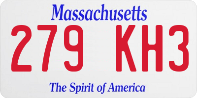 MA license plate 279KH3