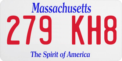 MA license plate 279KH8