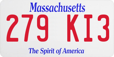 MA license plate 279KI3