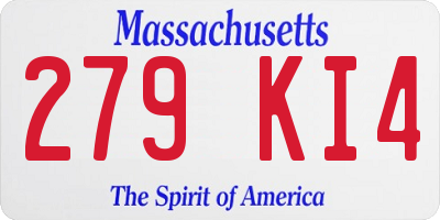 MA license plate 279KI4