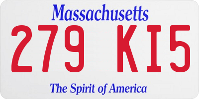 MA license plate 279KI5