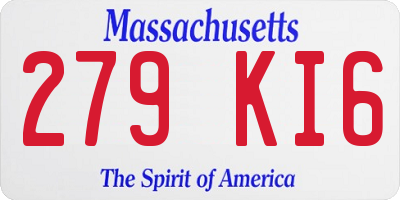MA license plate 279KI6