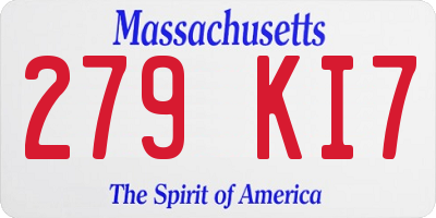 MA license plate 279KI7