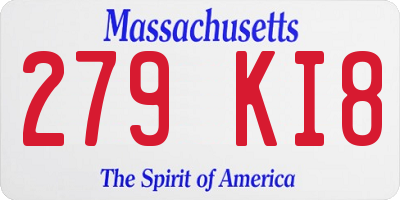 MA license plate 279KI8