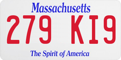 MA license plate 279KI9
