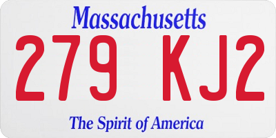 MA license plate 279KJ2