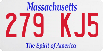 MA license plate 279KJ5