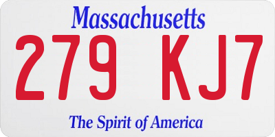 MA license plate 279KJ7