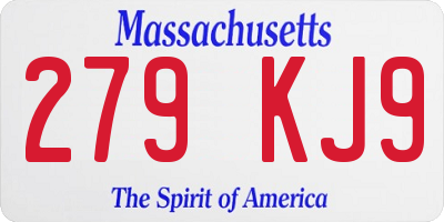 MA license plate 279KJ9