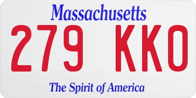 MA license plate 279KK0