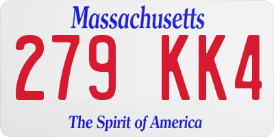 MA license plate 279KK4