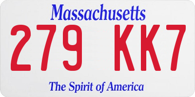 MA license plate 279KK7