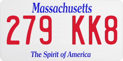 MA license plate 279KK8