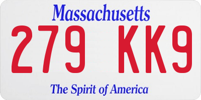 MA license plate 279KK9