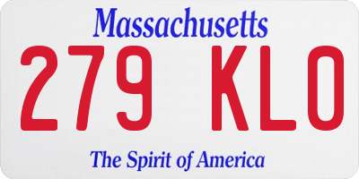 MA license plate 279KL0