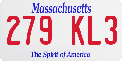 MA license plate 279KL3