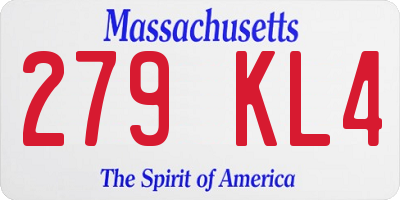MA license plate 279KL4