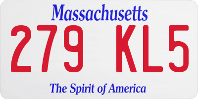 MA license plate 279KL5