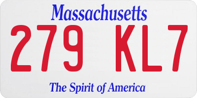 MA license plate 279KL7